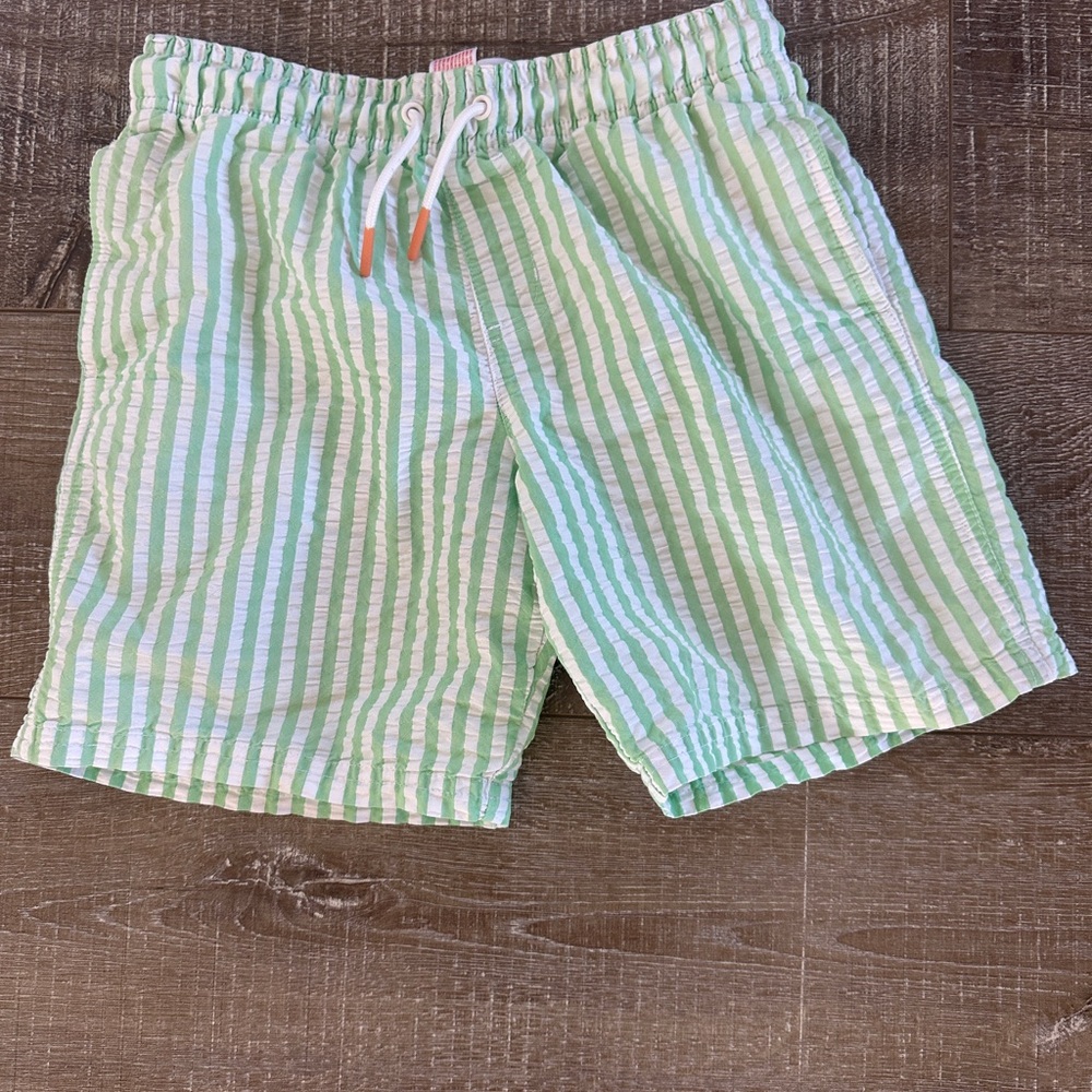 Boys Cat & Jack Swim Shorts size XL 14 Green and White Striped